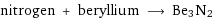 nitrogen + beryllium ⟶ Be3N2