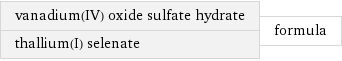 vanadium(IV) oxide sulfate hydrate thallium(I) selenate | formula