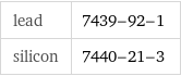 lead | 7439-92-1 silicon | 7440-21-3