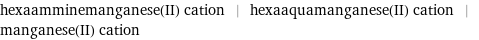 hexaamminemanganese(II) cation | hexaaquamanganese(II) cation | manganese(II) cation