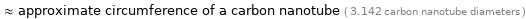  ≈ approximate circumference of a carbon nanotube ( 3.142 carbon nanotube diameters )