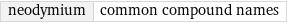 neodymium | common compound names