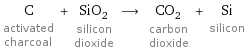 C activated charcoal + SiO_2 silicon dioxide ⟶ CO_2 carbon dioxide + Si silicon