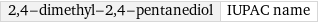 2, 4-dimethyl-2, 4-pentanediol | IUPAC name