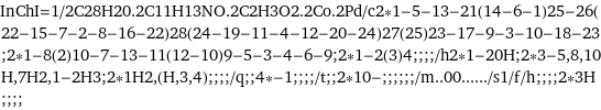 InChI=1/2C28H20.2C11H13NO.2C2H3O2.2Co.2Pd/c2*1-5-13-21(14-6-1)25-26(22-15-7-2-8-16-22)28(24-19-11-4-12-20-24)27(25)23-17-9-3-10-18-23;2*1-8(2)10-7-13-11(12-10)9-5-3-4-6-9;2*1-2(3)4;;;;/h2*1-20H;2*3-5, 8, 10H, 7H2, 1-2H3;2*1H2, (H, 3, 4);;;;/q;;4*-1;;;;/t;;2*10-;;;;;;/m..00....../s1/f/h;;;;2*3H;;;;