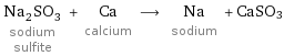 Na_2SO_3 sodium sulfite + Ca calcium ⟶ Na sodium + CaSO3