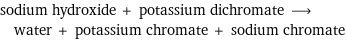 sodium hydroxide + potassium dichromate ⟶ water + potassium chromate + sodium chromate
