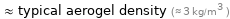  ≈ typical aerogel density (≈ 3 kg/m^3 )