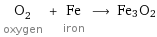 O_2 oxygen + Fe iron ⟶ Fe3O2