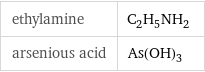 ethylamine | C_2H_5NH_2 arsenious acid | As(OH)_3