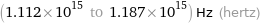 (1.112×10^15 to 1.187×10^15) Hz (hertz)