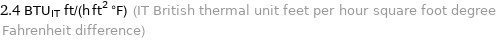 2.4 BTU_IT ft/(h ft^2 °F) (IT British thermal unit feet per hour square foot degree Fahrenheit difference)