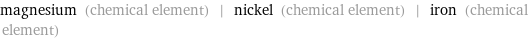 magnesium (chemical element) | nickel (chemical element) | iron (chemical element)