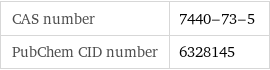 CAS number | 7440-73-5 PubChem CID number | 6328145