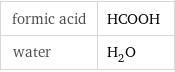 formic acid | HCOOH water | H_2O