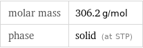 molar mass | 306.2 g/mol phase | solid (at STP)