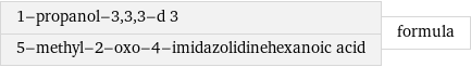 1-propanol-3, 3, 3-d 3 5-methyl-2-oxo-4-imidazolidinehexanoic acid | formula