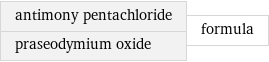 antimony pentachloride praseodymium oxide | formula