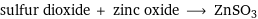 sulfur dioxide + zinc oxide ⟶ ZnSO3