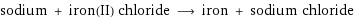 sodium + iron(II) chloride ⟶ iron + sodium chloride