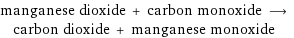 manganese dioxide + carbon monoxide ⟶ carbon dioxide + manganese monoxide