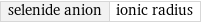 selenide anion | ionic radius