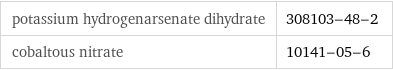 potassium hydrogenarsenate dihydrate | 308103-48-2 cobaltous nitrate | 10141-05-6