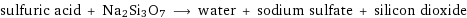 sulfuric acid + Na2Si3O7 ⟶ water + sodium sulfate + silicon dioxide