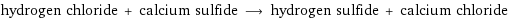 hydrogen chloride + calcium sulfide ⟶ hydrogen sulfide + calcium chloride