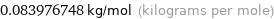 0.083976748 kg/mol (kilograms per mole)