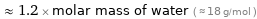  ≈ 1.2 × molar mass of water ( ≈ 18 g/mol )