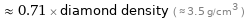  ≈ 0.71 × diamond density ( ≈ 3.5 g/cm^3 )