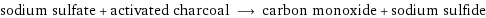 sodium sulfate + activated charcoal ⟶ carbon monoxide + sodium sulfide