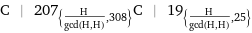 C | 207_({H/gcd(H, H), 308})C | 19_({H/gcd(H, H), 25})