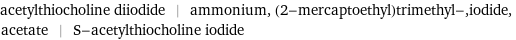 acetylthiocholine diiodide | ammonium, (2-mercaptoethyl)trimethyl-, iodide, acetate | S-acetylthiocholine iodide