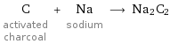 C activated charcoal + Na sodium ⟶ Na2C2