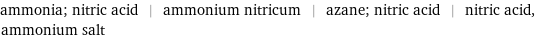 ammonia; nitric acid | ammonium nitricum | azane; nitric acid | nitric acid, ammonium salt