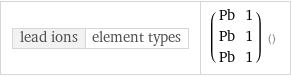 lead ions | element types | (Pb | 1 Pb | 1 Pb | 1) ()