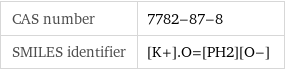 CAS number | 7782-87-8 SMILES identifier | [K+].O=[PH2][O-]