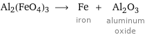 Al2(FeO4)3 ⟶ Fe iron + Al_2O_3 aluminum oxide