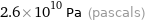 2.6×10^10 Pa (pascals)