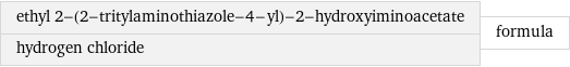 ethyl 2-(2-tritylaminothiazole-4-yl)-2-hydroxyiminoacetate hydrogen chloride | formula