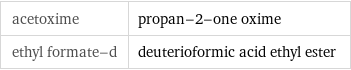 acetoxime | propan-2-one oxime ethyl formate-d | deuterioformic acid ethyl ester