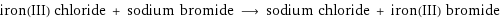 iron(III) chloride + sodium bromide ⟶ sodium chloride + iron(III) bromide