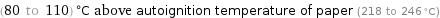 (80 to 110) °C above autoignition temperature of paper (218 to 246 °C)