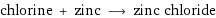 chlorine + zinc ⟶ zinc chloride