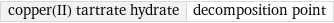 copper(II) tartrate hydrate | decomposition point