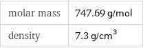 molar mass | 747.69 g/mol density | 7.3 g/cm^3