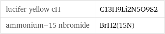 lucifer yellow cH | C13H9Li2N5O9S2 ammonium-15 nbromide | BrH2(15N)