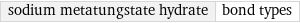 sodium metatungstate hydrate | bond types